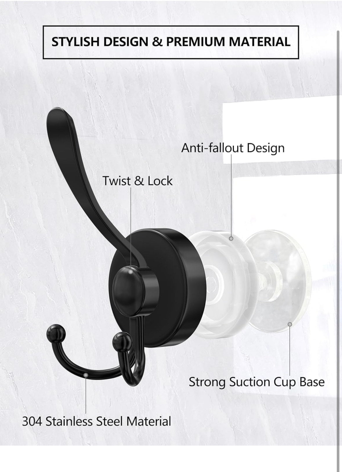 Sprchové háky s přísavkou Einesin pro vysoké zatížení