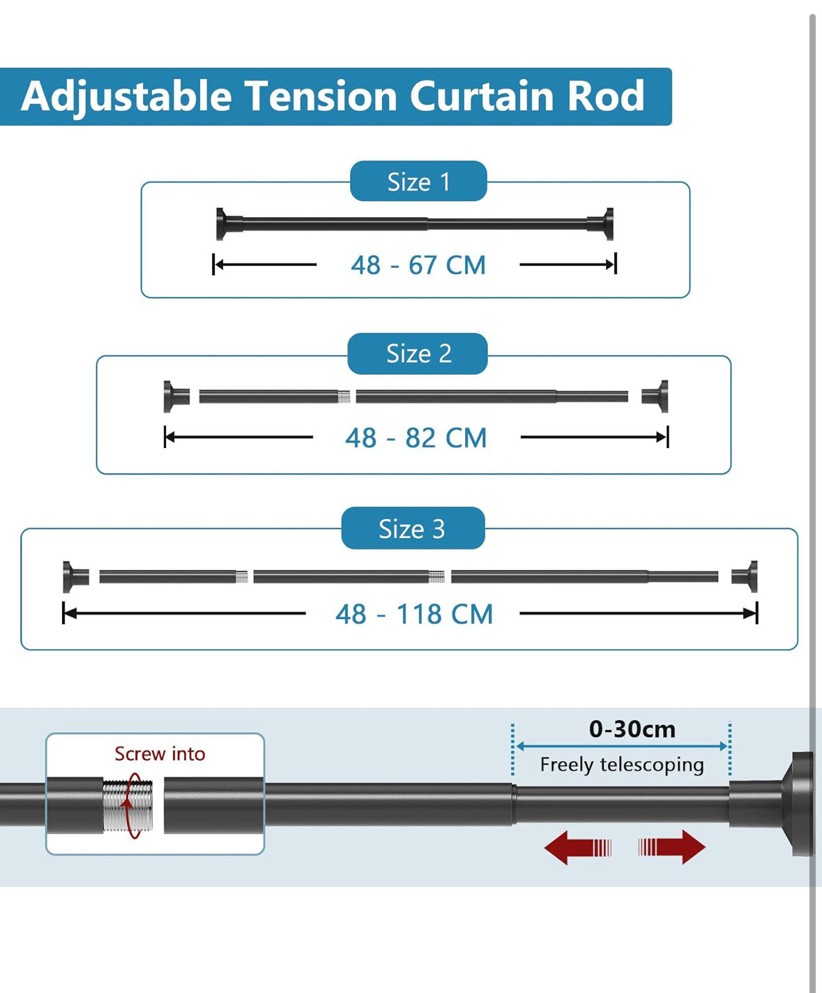 napínací záclonová tyč