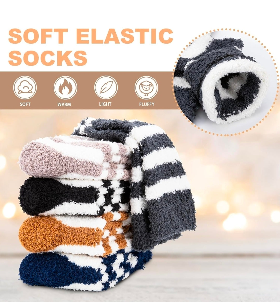 Cloudgree Cozy Soft Fluffy Slipper Socks (5-Pair Pack)