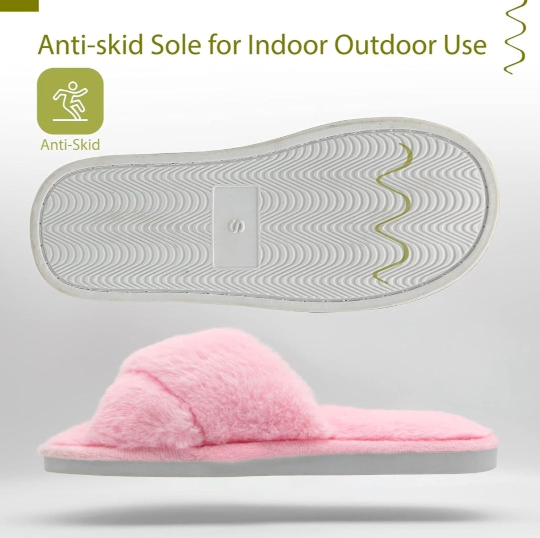 Ultra-Soft Faux Fur Cross-Band Slippers