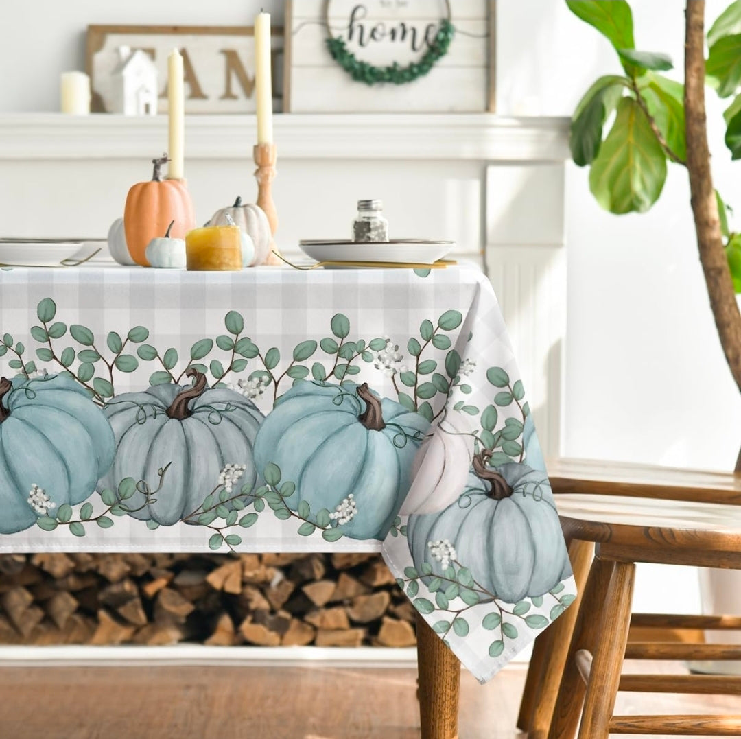 Pumpkins eucalyptus table cloth
