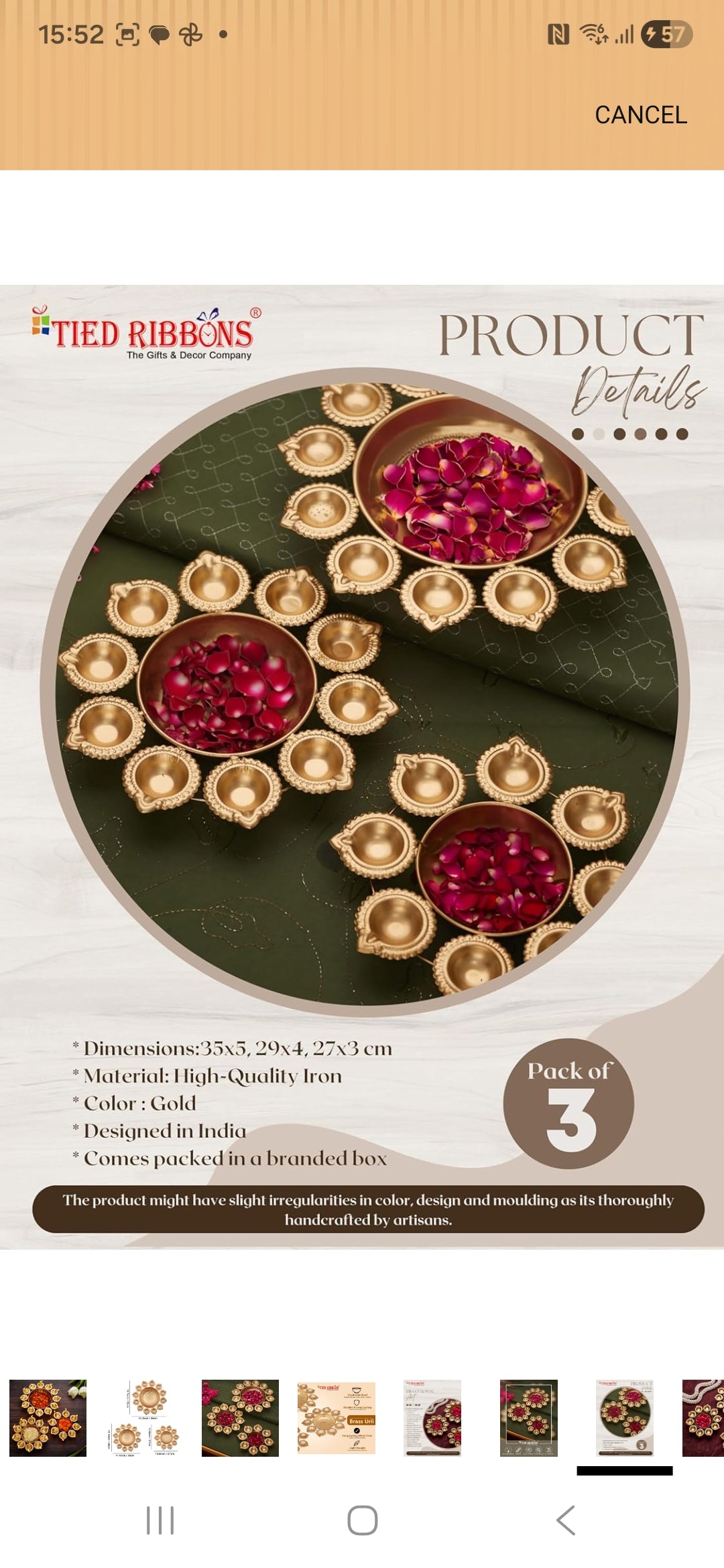 Diya Shape Urli Bowl Set for Decoration | Iron, 10,12,14 Inch | Set of 3 |