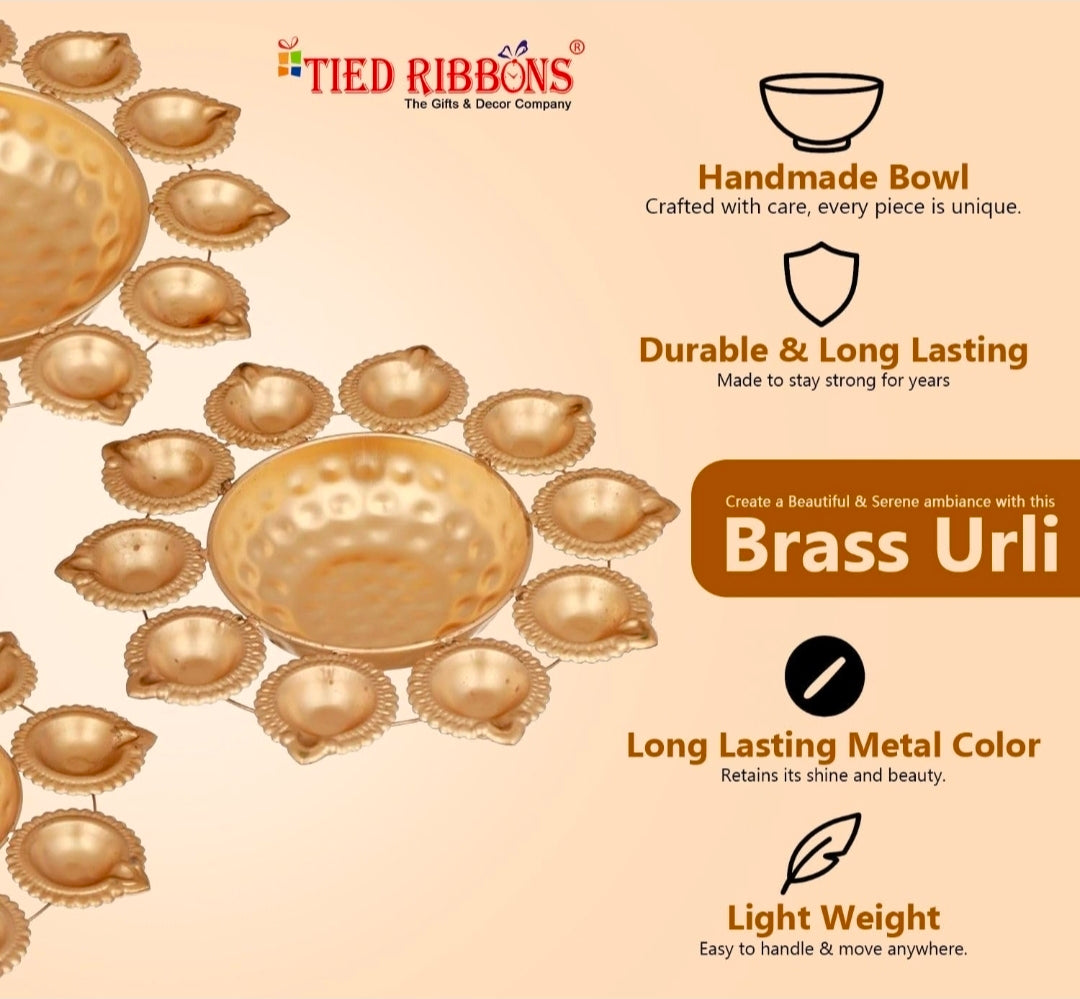 Diya Shape Urli Bowl Set for Decoration | Iron, 10,12,14 Inch | Set of 3 |