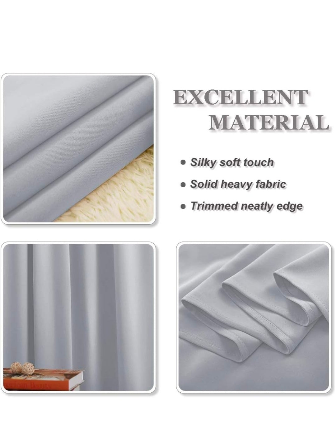 PONY DANCE Thermal Blackout Curtains (2 Panels) – Silver Grey