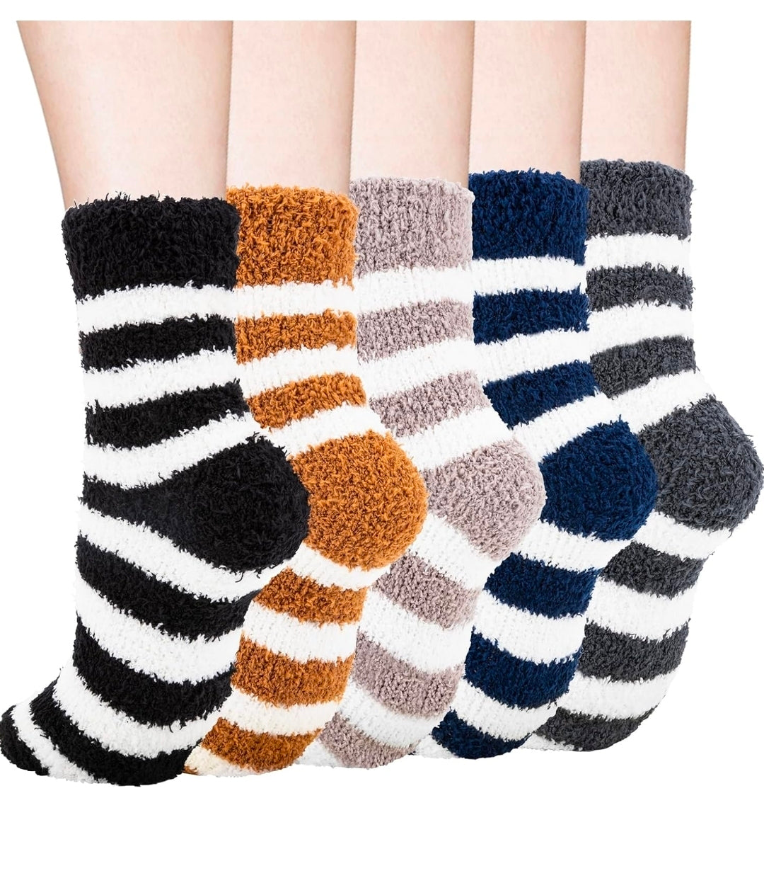 Cloudgree Cozy Soft Fluffy Slipper Socks (5-Pair Pack)