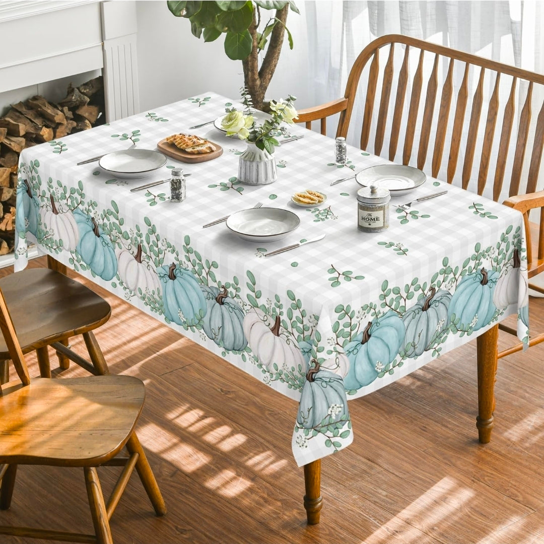 Pumpkins eucalyptus table cloth