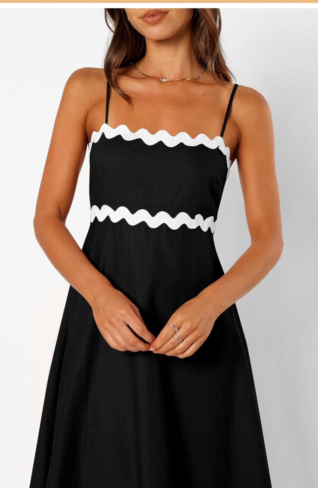 Stunning Black Rickrack Midi Dress (Size XL / UK 14)