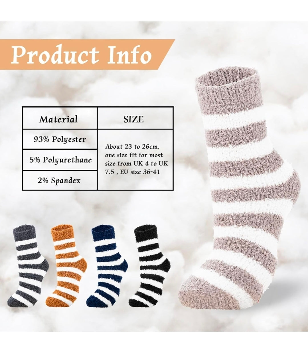 Cloudgree Cozy Soft Fluffy Slipper Socks (5-Pair Pack)