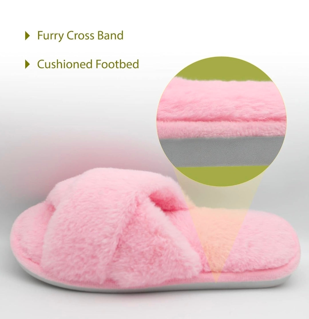 Ultra-Soft Faux Fur Cross-Band Slippers
