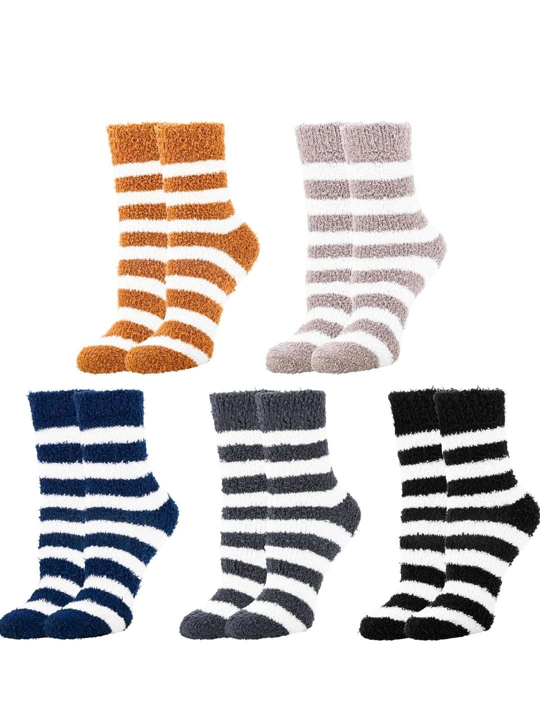 Cloudgree Cozy Soft Fluffy Slipper Socks (5-Pair Pack)
