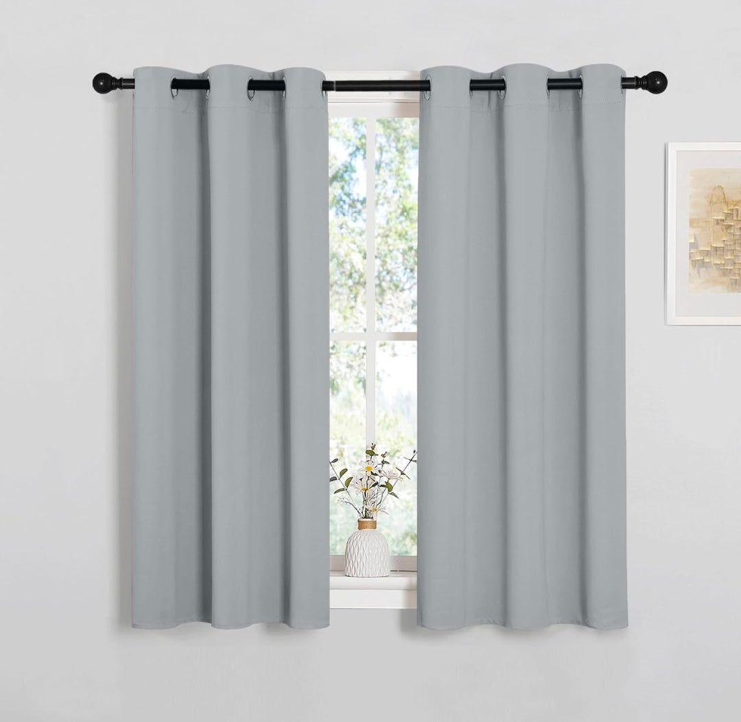 PONY DANCE Thermal Blackout Curtains (2 Panels) – Silver Grey