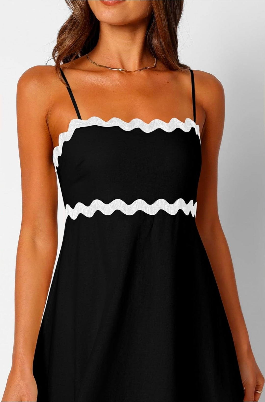 Stunning Black Rickrack Midi Dress (Size XL / UK 14)